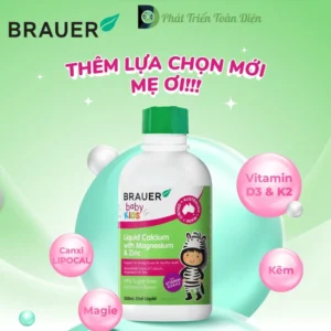 Siro Bổ Sung Canxi, Magie và Kẽm Brauer Baby & Kids Liquid Calcium With Magnesium & Zinc (200ml)